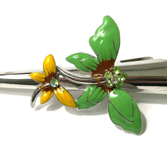 Updo Alligator Hair Clip Dragonfly Green Yellow 5” - Picture 2 of 3